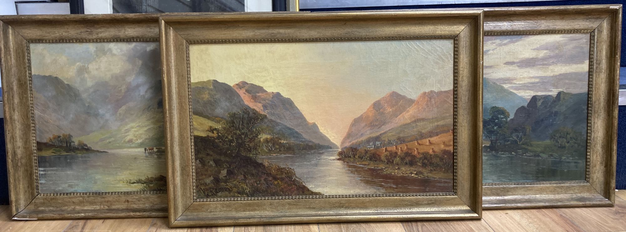 W. Richards (Jamieson), three oils on canvas, Aberfeldy, Glen Shiel and Untitled, signed, 30 x 50cm